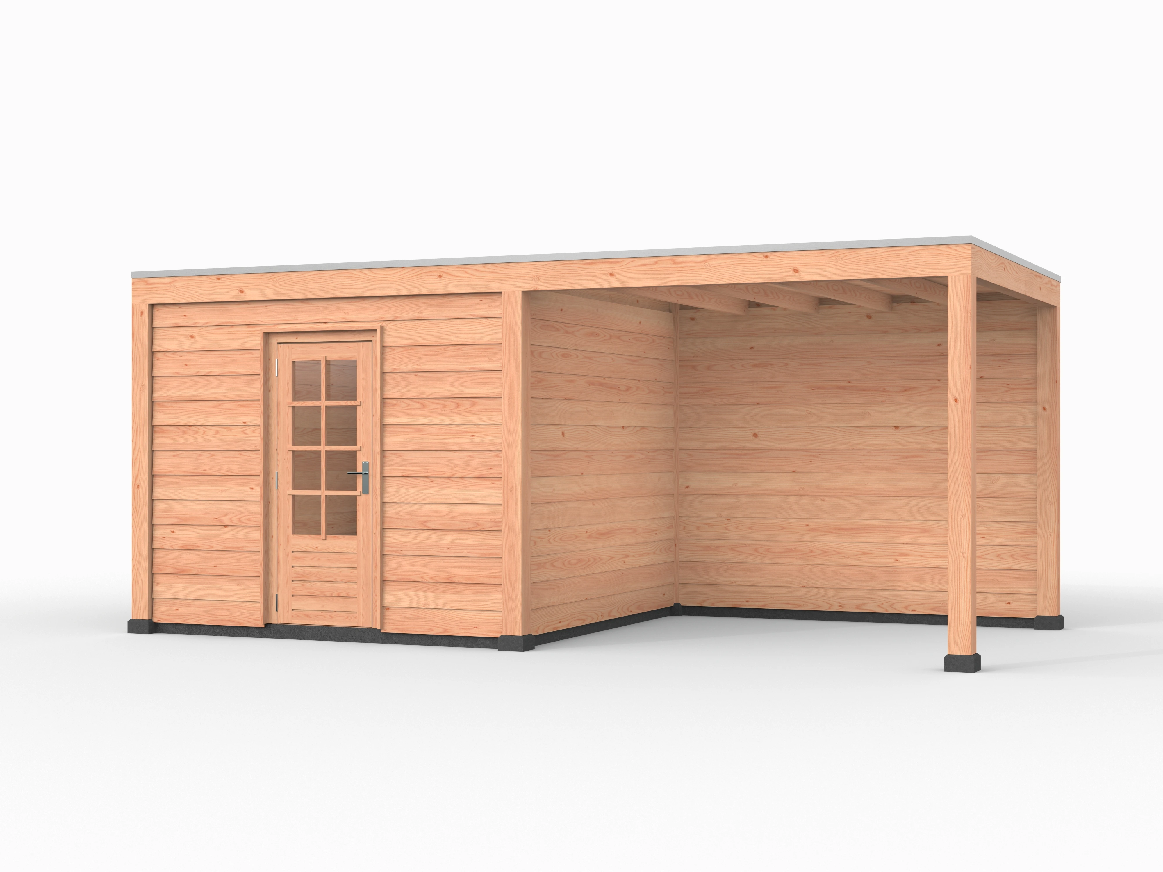 Douglas overkapping, 600 x 300, met achterwand en schuur, Westwood Elegant - Afbeelding 1